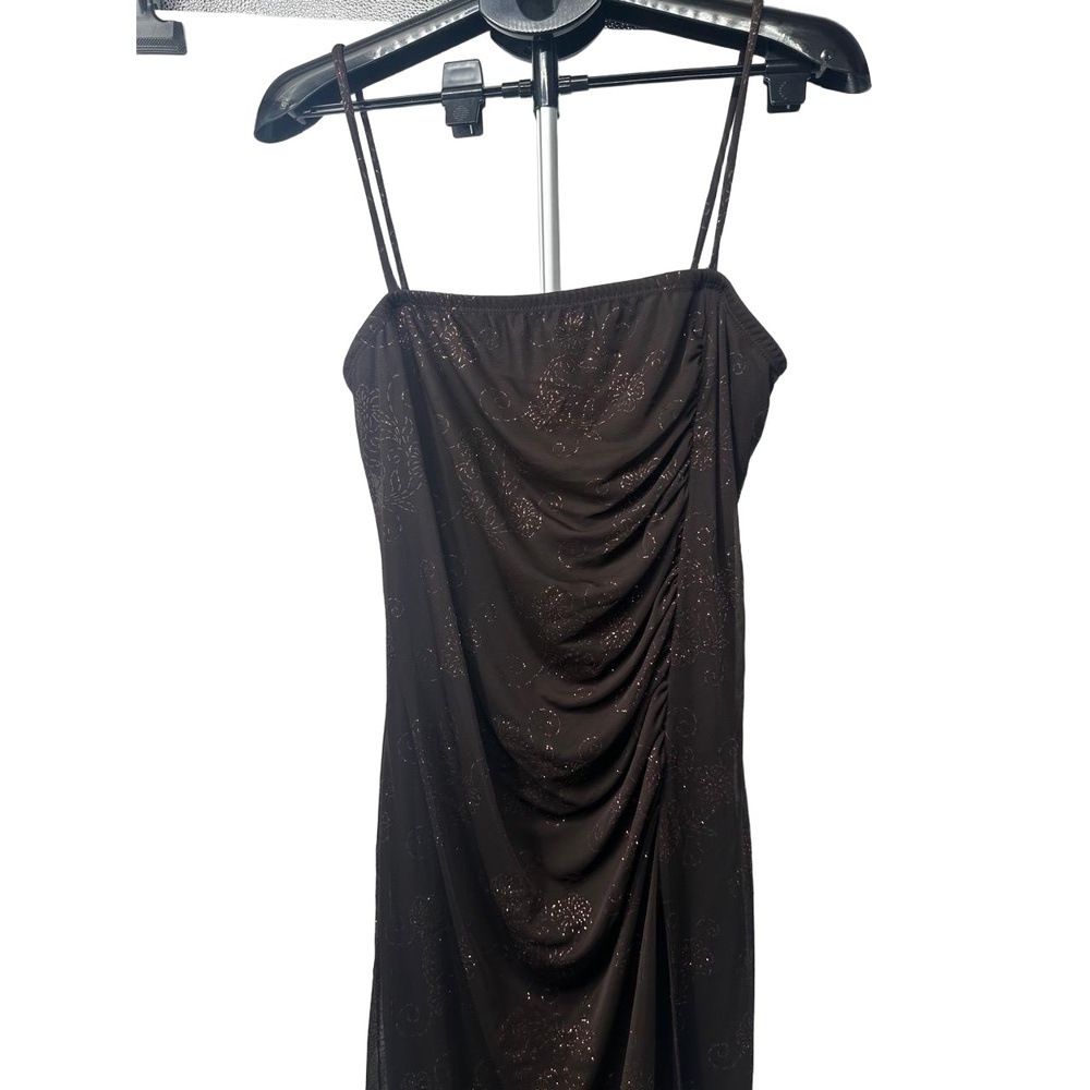 Taboo Glitter Spaghetti Straps Ruched Side Slit Vintage Y2K Maxi Dress Size 1X